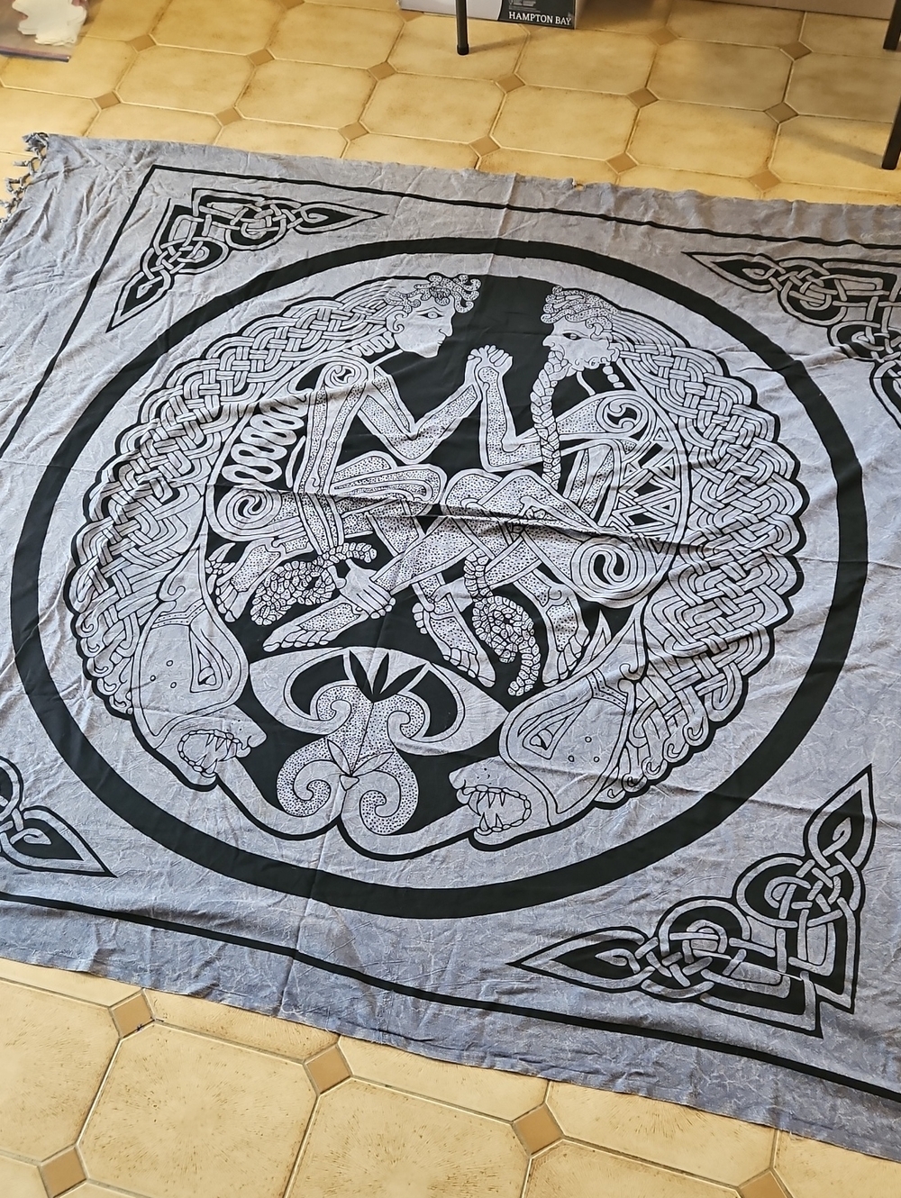 Celtic Knot Blue Grey & Black Tapestry Wall Hanging Man And Woman United